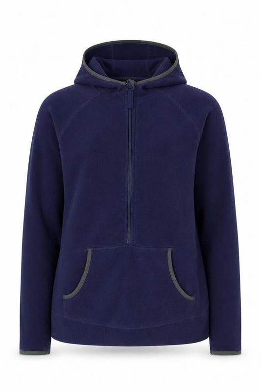 Front view of Crane unisex blue full zip hoodie m size