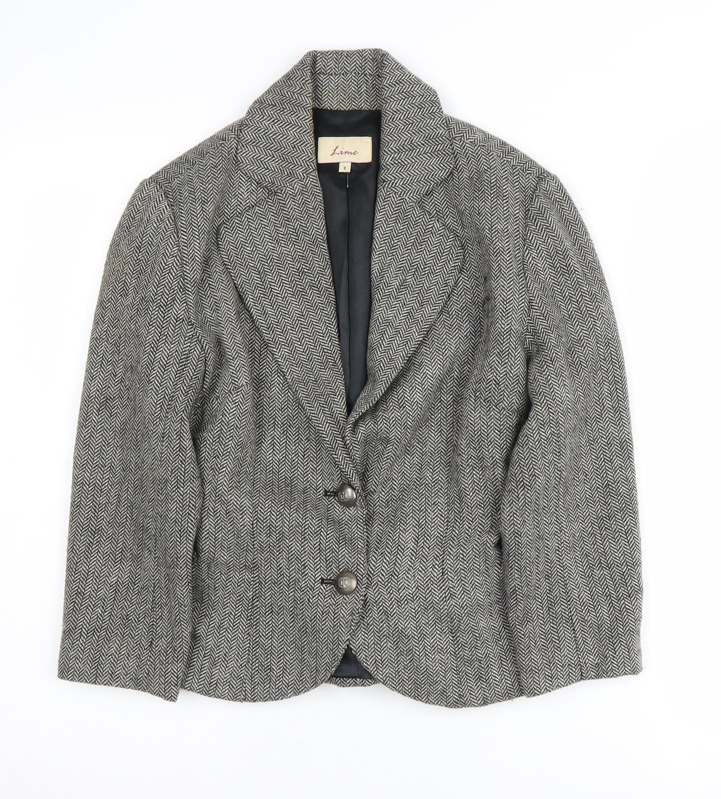 Lime Women's Grey Herringbone Blazer UK 8