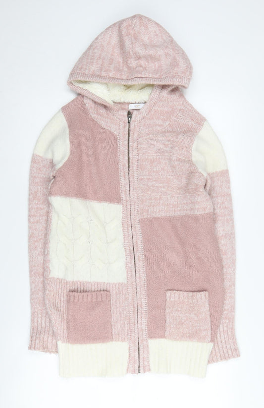 Cotton Traders Women's Pink Full Zip Hoodie with Pockets