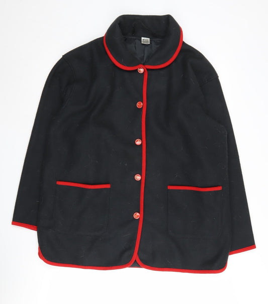 Damart Women's Black Fleece Jacket - M, Button Accents