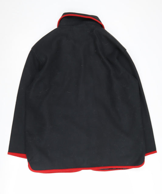 Damart Women's Black Fleece Jacket - M, Button Accents