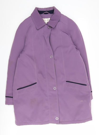 EWM Women's Purple Long Coat Size 16, Collared Style