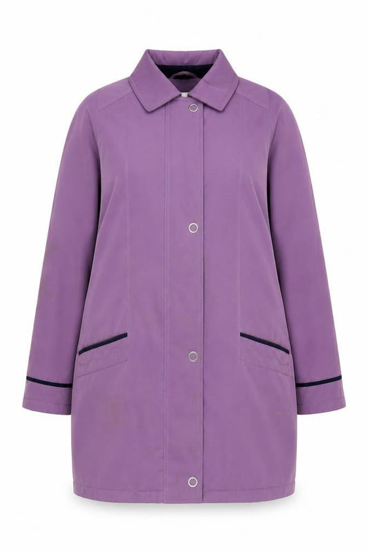 EWM Women's Purple Long Coat Size 16, Collared Style