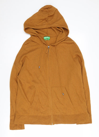 United Colors of Benetton Women's Brown Full Zip Hoodie S