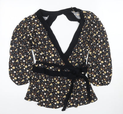 Womens UK Size 8 Topshop Multicoloured Wrap Blouse