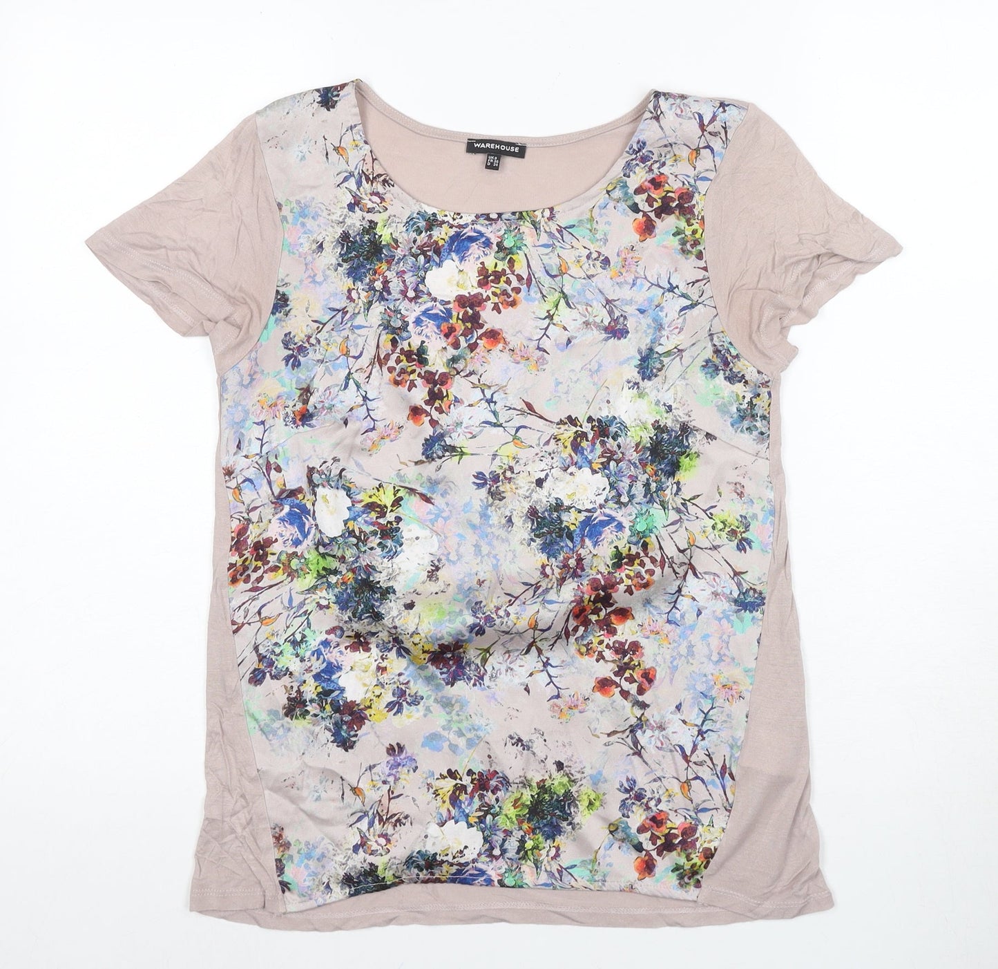 Womens UK Size 8 Warehouse Multicoloured Basic T-Shirt