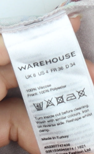 Womens UK Size 8 Warehouse Multicoloured Basic T-Shirt