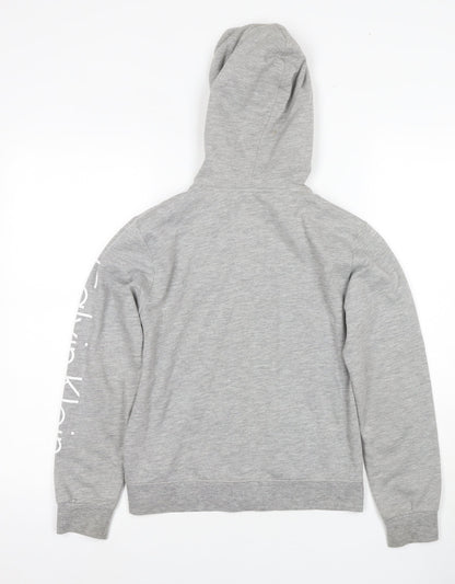 Calvin Klein Girls Grey Logo Hoodie 10-11 Years Full Zip
