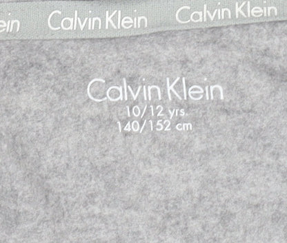 Calvin Klein Girls Grey Logo Hoodie 10-11 Years Full Zip