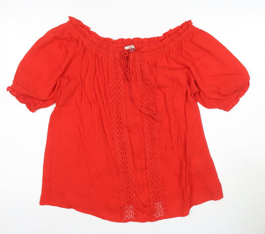 Joe Browns Women's Red Cotton Bohemian Blouse Size 14