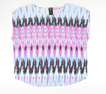 Womens UK Size 10 Animal Multicoloured Basic Blouse