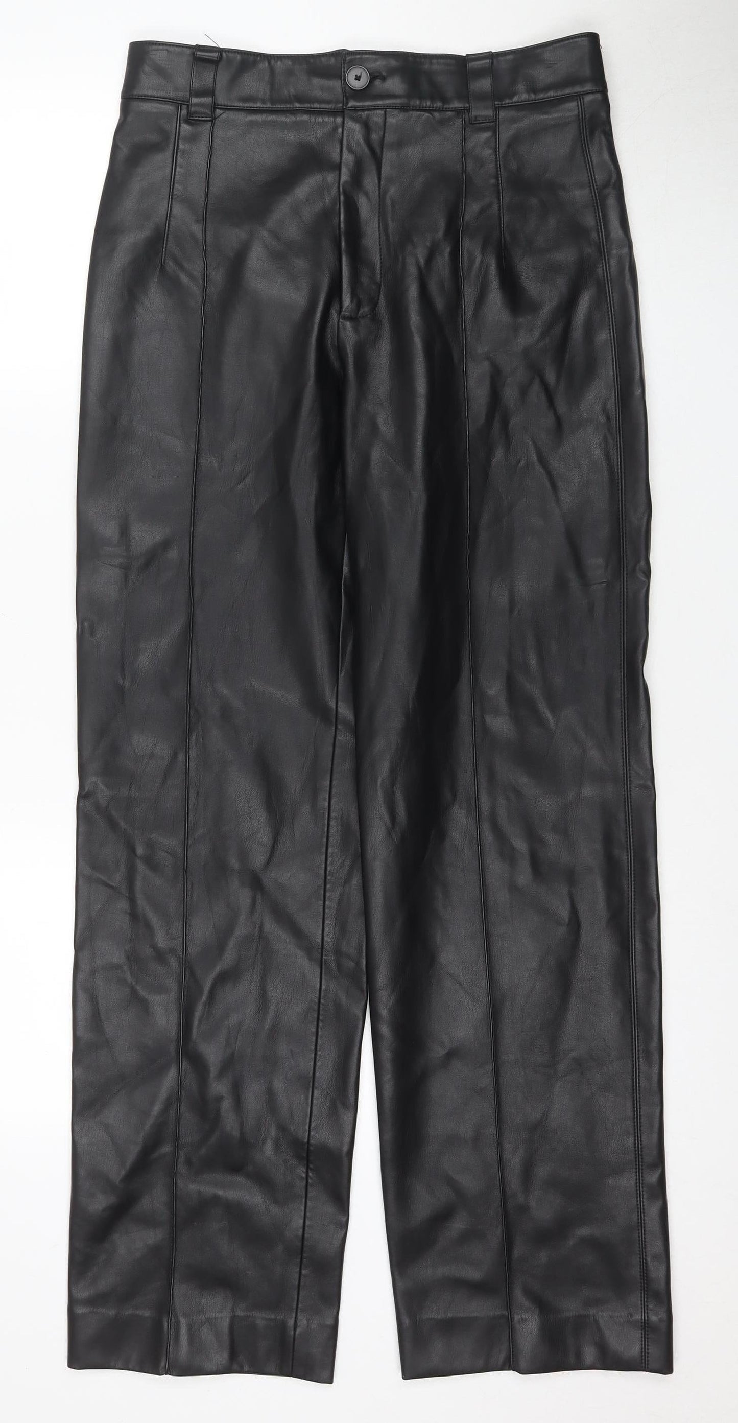 Womens UK Size M Zara Regular Fit Casual Black Trousers