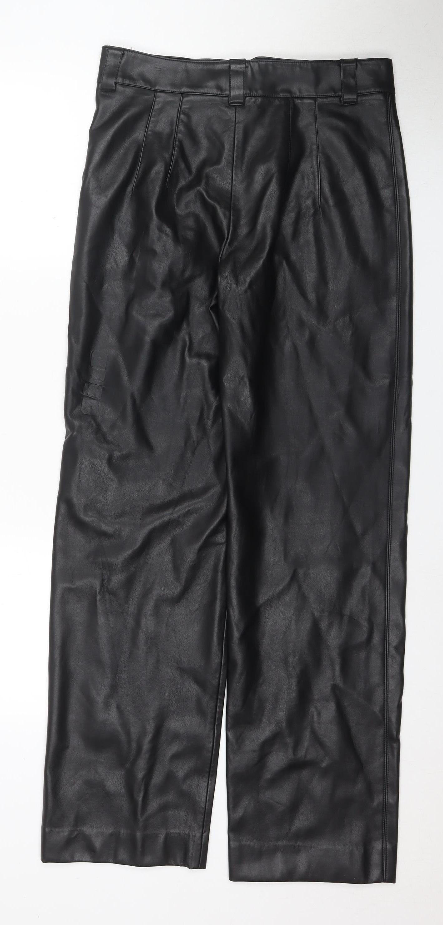 Womens UK Size M Zara Regular Fit Casual Black Trousers