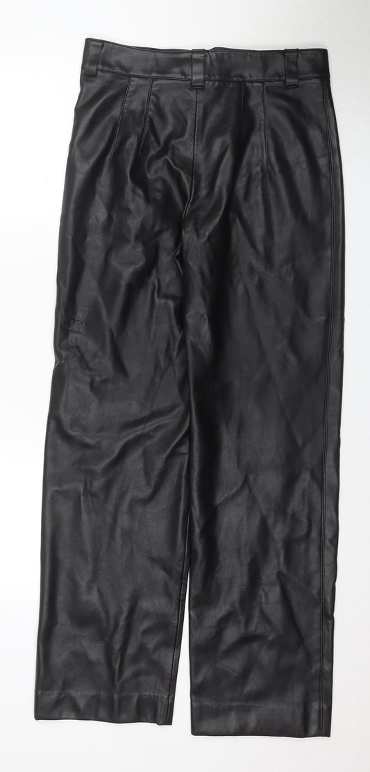 Womens UK Size M Zara Regular Fit Casual Black Trousers