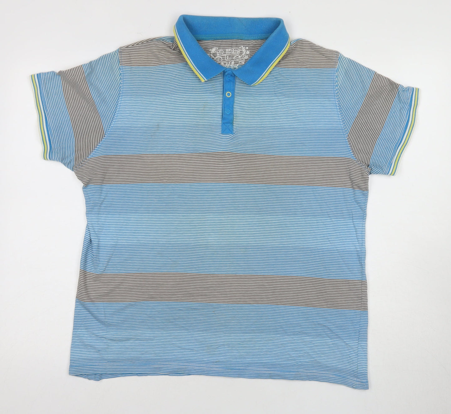 Red Herring Men's Blue Striped Polo Shirt Large