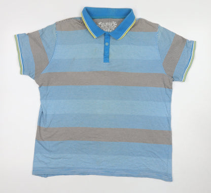 Red Herring Men's Blue Striped Polo Shirt Large