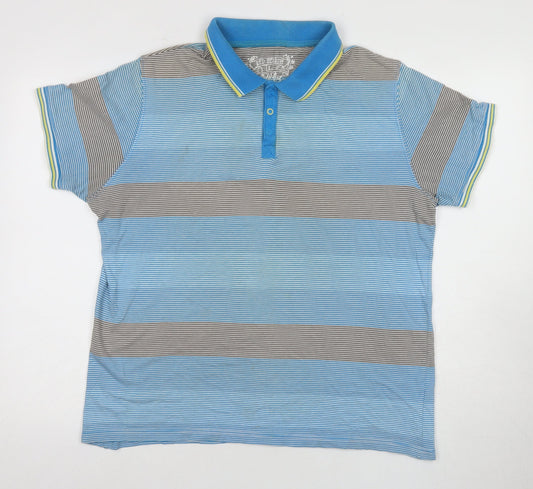 Red Herring Men's Blue Striped Polo Shirt Large