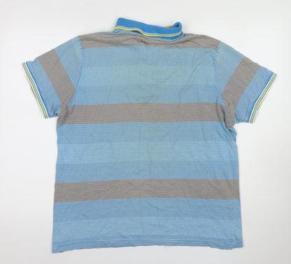 Red Herring Men's Blue Striped Polo Shirt Large