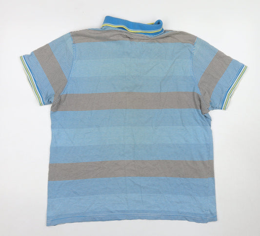 Red Herring Men's Blue Striped Polo Shirt Large