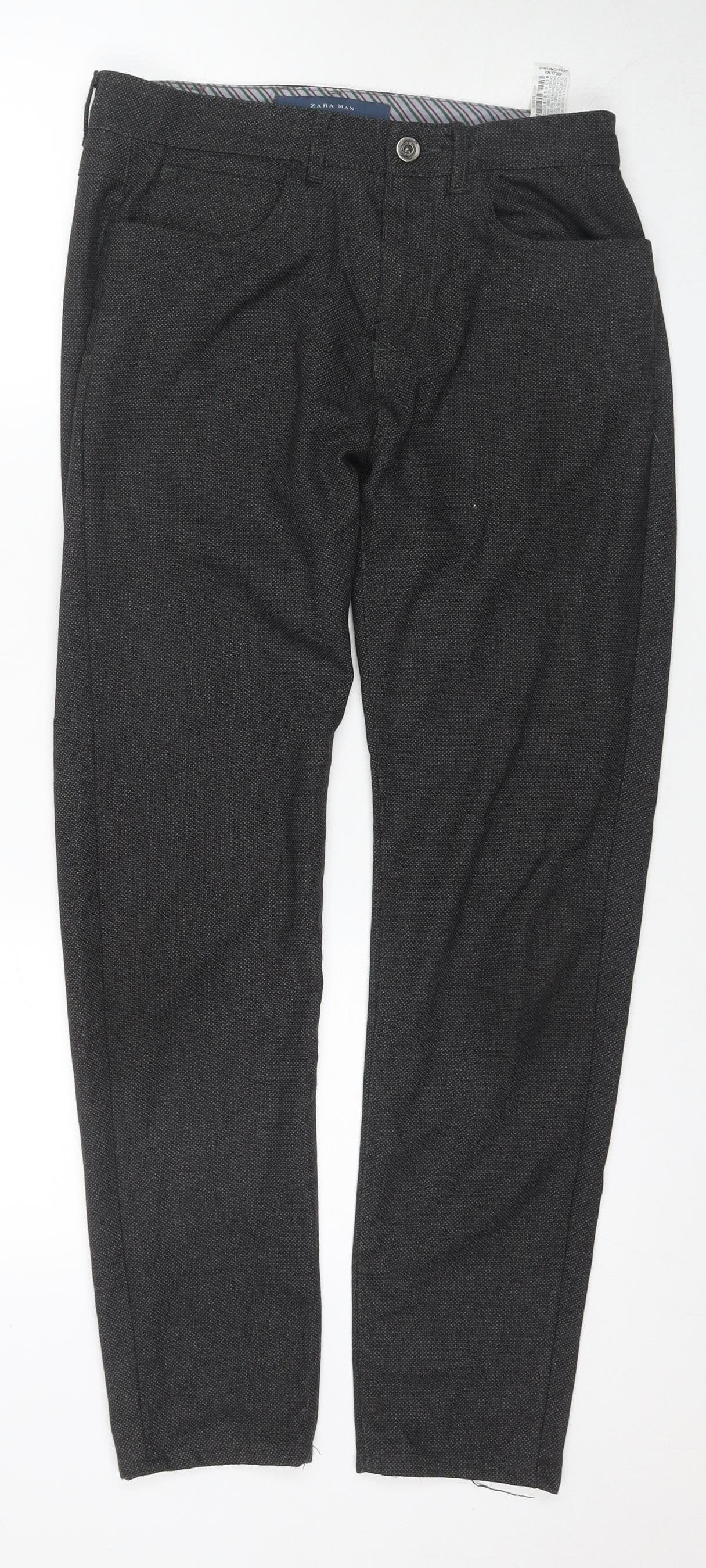 Zara Men's Black Slim Fit Chino Trousers - Size 30