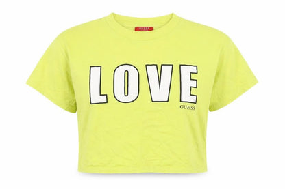 Womens UK Size 12 GUESS Yellow Cropped T-Shirt