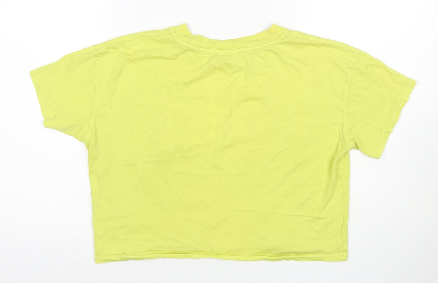 Guess Women's Yellow Cropped T-Shirt Size 12