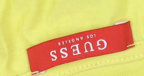 Guess Women's Yellow Cropped T-Shirt Size 12