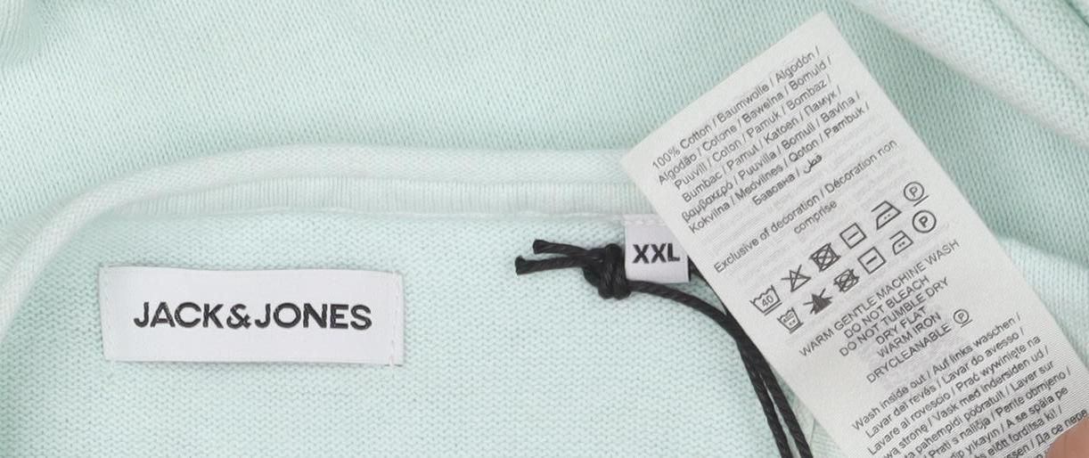 Jack & Jones Green Pullover Men Jumper 2XL, Cotton Knit