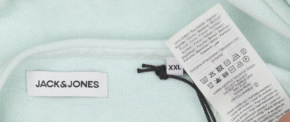 Jack & Jones Green Pullover Men Jumper 2XL, Cotton Knit