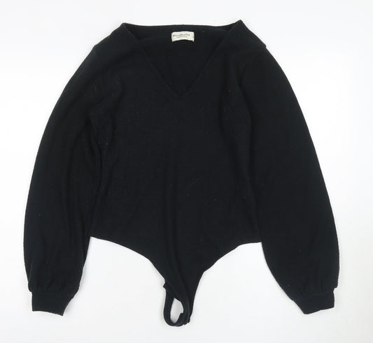Abercrombie & Fitch Women's Black Bodysuit L V-Neck