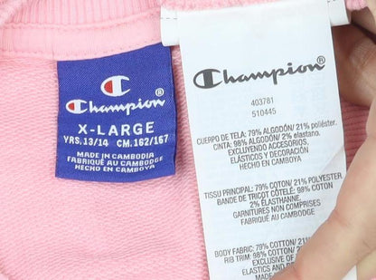 Champion Pink Unisex Kids Logo Sweatshirt XL