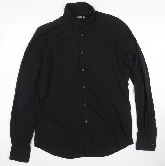 Mens UK Collar Size S DKNY Smart Black  Dress Shirt