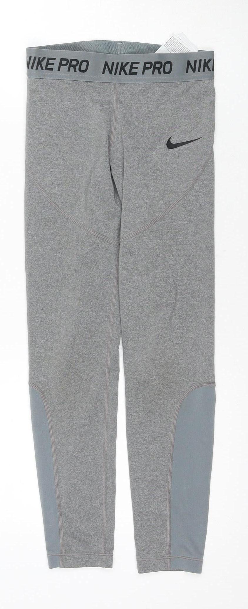 Nike Unisex Kids Grey Compression Leggings Size S for Running