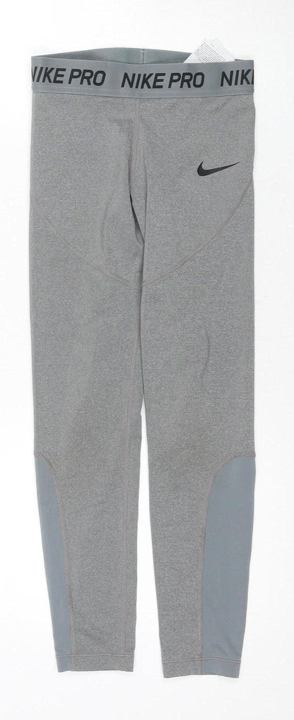 Nike Unisex Kids Grey Compression Leggings Size S for Running