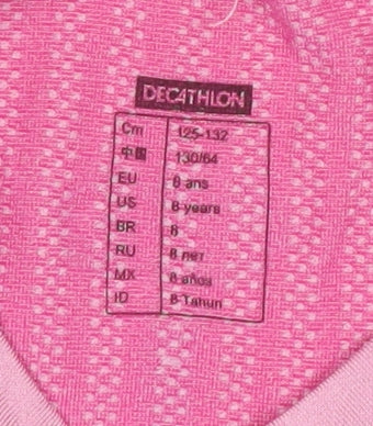 Decathlon Girls Pink Athletic T-Shirt, 8 Years, Lightweight