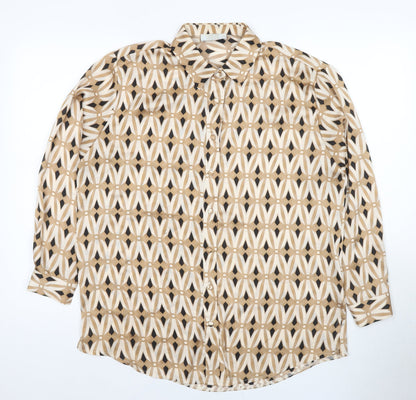 Quiz Women's Beige Button-Up Shirt Size 12