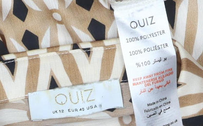 Quiz Women's Beige Button-Up Shirt Size 12