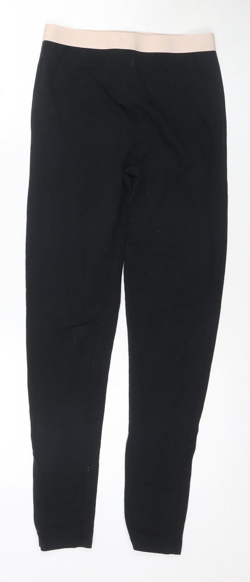 DKNY Girls Black Ankle Leggings, Cotton Blend, 12 Years