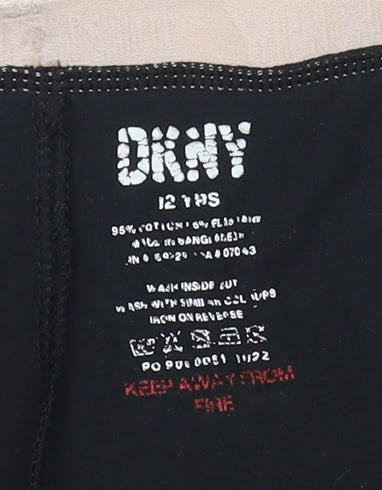 DKNY Girls Black Ankle Leggings, Cotton Blend, 12 Years