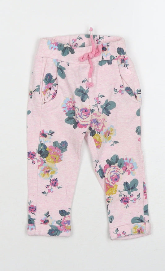 Joules Unisex Baby Pink Floral Jogger Trousers 6-9 Months