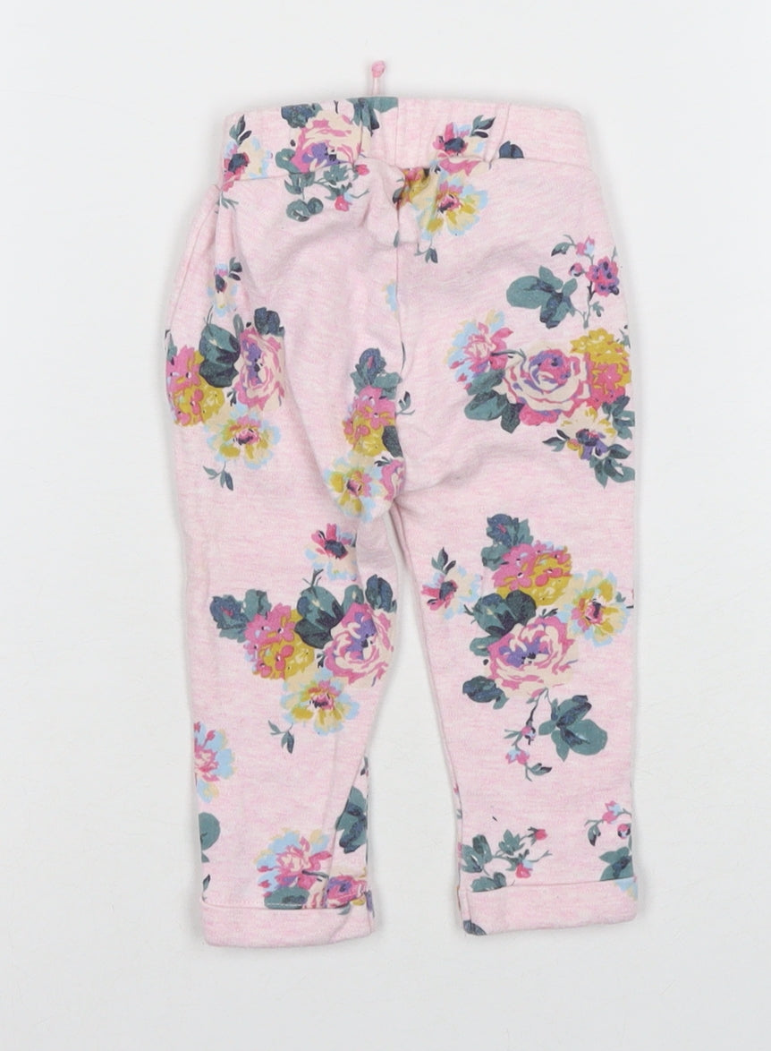Joules Unisex Baby Pink Floral Jogger Trousers 6-9 Months