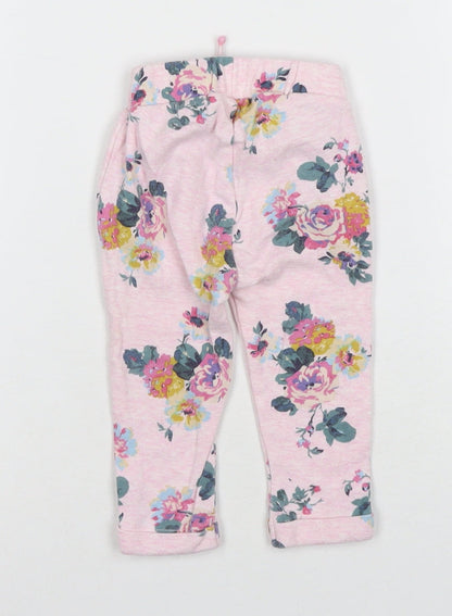Joules Unisex Baby Pink Floral Jogger Trousers 6-9 Months
