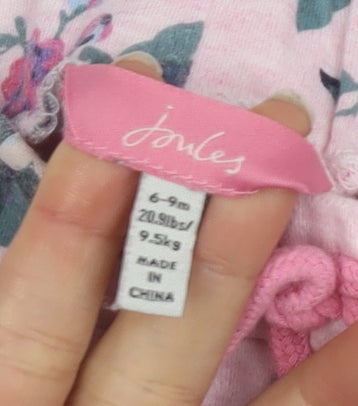 Joules Unisex Baby Pink Floral Jogger Trousers 6-9 Months