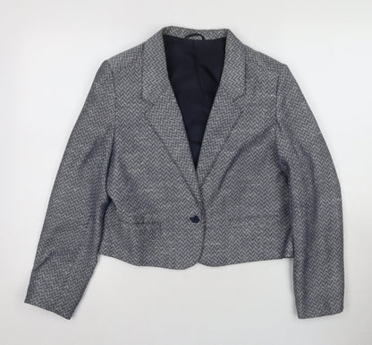 St Michael Grey Herringbone Blazer Women Size 12
