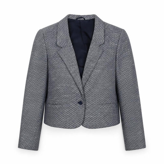 St Michael Grey Herringbone Blazer Women Size 12