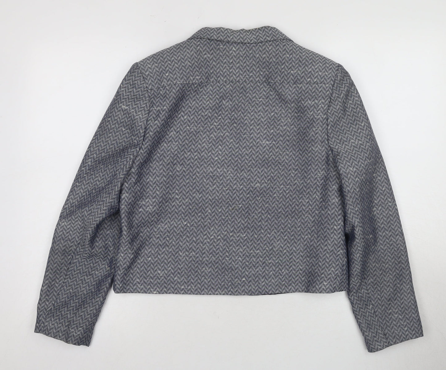 St Michael Grey Herringbone Blazer Women Size 12