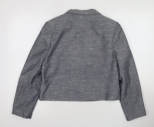 St Michael Grey Herringbone Blazer Women Size 12