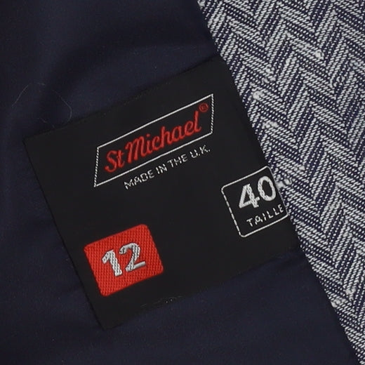 St Michael Grey Herringbone Blazer Women Size 12