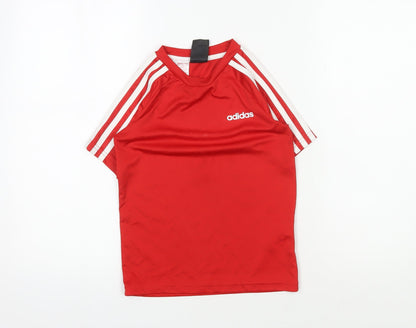 Adidas Boys Red T-Shirt, UK Size 7-8, Sports Jersey