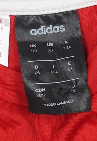 Adidas Boys Red T-Shirt, UK Size 7-8, Sports Jersey